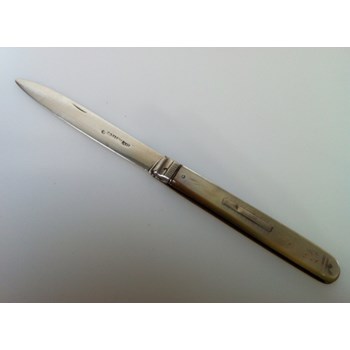1833 Mother of Pearl Silver bladed folding fruit knife.