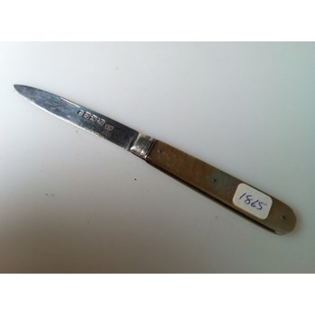 Victorian Mother of Pearl Silver bladed folding fruit knife.