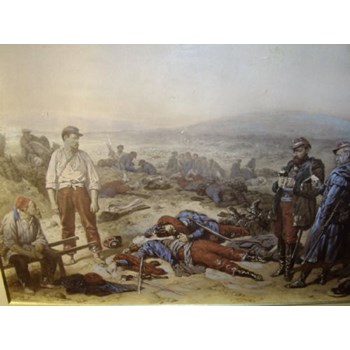 CRIMEAN WAR SCENE TITLED "THE TWO FRIENDS" AND DEPICTING THE BATTLE OF SEBASTAPOL.