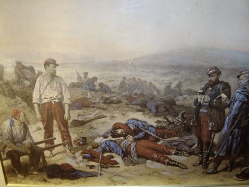 CRIMEAN WAR SCENE TITLED "THE TWO FRIENDS" AND DEPICTING THE BATTLE OF SEBASTAPOL.