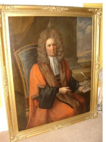17TH OIL PORTRAIT OF JUDGE SIR ROBERT DORMER MP & ATTRIBUTED TO THOMAS HILL B.1661 - D1734.