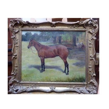 Horse Oil Painting Dated c1904 in Beautiful Frame.