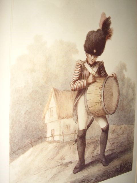 EARLY 19TH CENTURY CHROMO-LITHOGRAPH OF A DRUMMER BOY FIRST PUBLISHED LONDON.