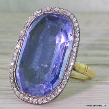 Georgian 25.30 Carat Natural Ceylon Sapphire & Diamond Ring, circa 1800