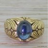 Victorian 6.03 Carat Cabochon Sapphire Foliate Ring, circa 1900