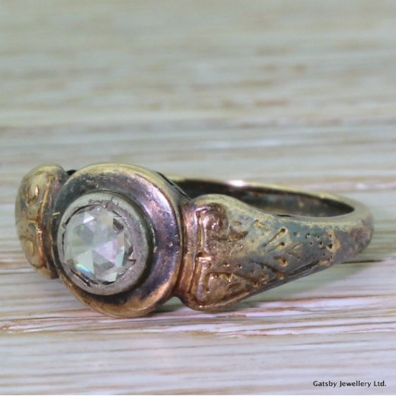 Georgian 0.20 Carat Rose Cut Diamond Engagement Ring, circa 1800
