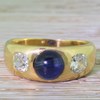 Victorian Cabochon Sapphire & Old Cut Diamond Band Ring, circa 1880
