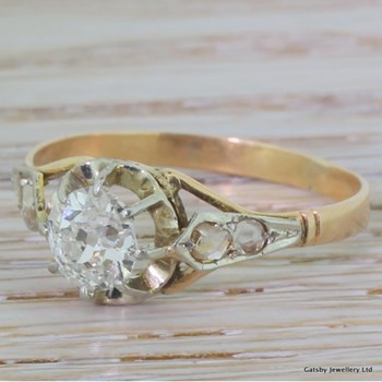 Art Deco 0.92 Carat Old Cut Diamond Engagement Ring, circa 1915