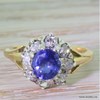 Edwardian 1.00 Carat Sapphire & Diamond Cluster Ring, circa 1910