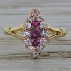 Victorian Ruby & Diamond Marquise Shape Cluster Ring, dated 1893