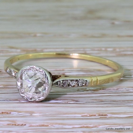 Edwardian 0.70 Carat Old Mine Cut Diamond Engagement Ring, circa 1910