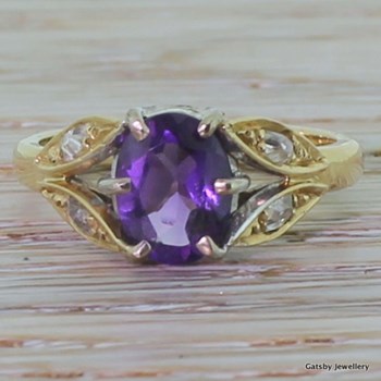 Art Nouveau Amethyst & Diamond Ring, circa 1900