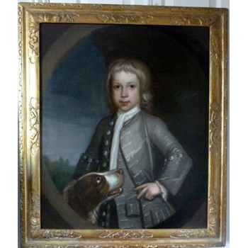 Portrait of a Young Boy with a Dog c.1740; English School.