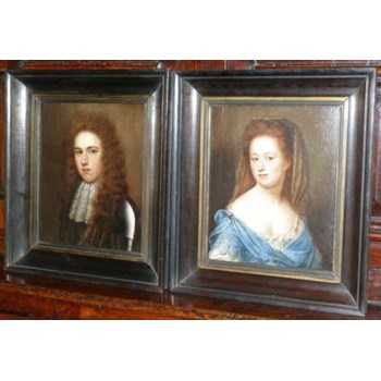Pair of portraits of William and Sarah Yorke c.1680; Circle of John Riley.