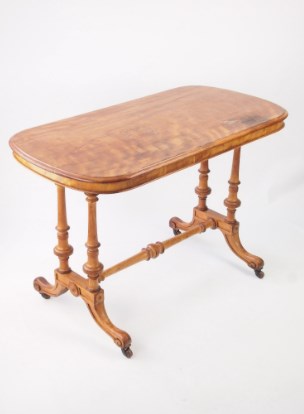 Antique Victorian Satin Walnut Hall Table