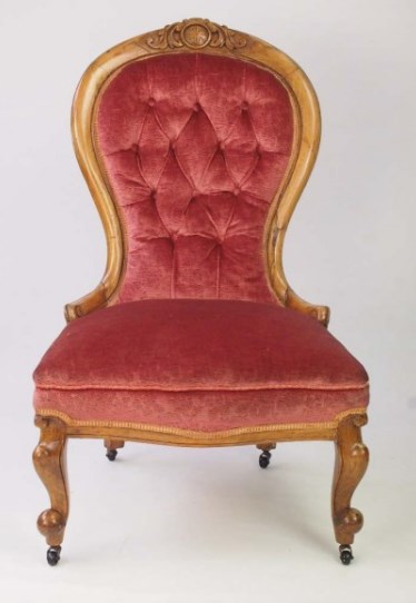 Antique Victorian Walnut Button Back Nursing Chair