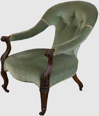 Early Victorian Button Back Open Arm Chair