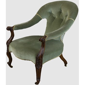 Early Victorian Button Back Open Arm Chair