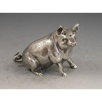 Edwardian Novelty Cast Silver Pepper made in the form of a Pig