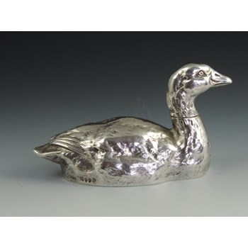 Victorian Cast Novelty Silver Pepper made in the form of a farmyard Goose