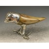 Victorian Novelty Silver mounted Horn Pepper, natralistically formed as a Parakeet