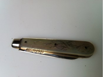 Mother of Pearl Silver bladed folding knife.