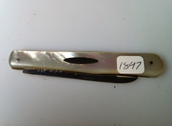 1897 Mother of Pearl Silver bladed folding fruit knife.