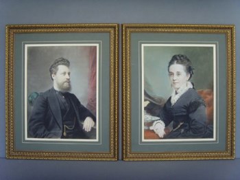 A FINE PAIR OF VICTORIAN PORTRAITS OF MAN & WIFE EXECUTED BY AN OUTSTANDING ARTIST IN PASTEL.