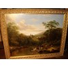 18TH CENTURY OIL PAINTING BY THOMAS PRITT ENGLISH SCHOOL OF CATTLE WATERING 50 X 61 INS.