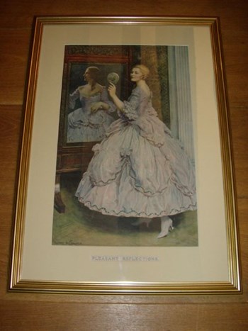 PRINT AFTER ALBERT H COLLINGS TITLED PLEASANT REFLECTIONS REFRAMED C1900 15 X 21 INCHES.