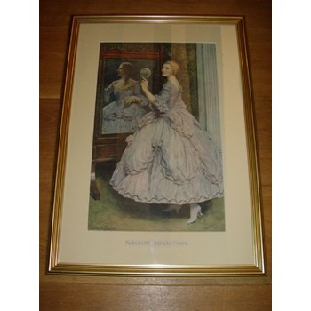 PRINT AFTER ALBERT H COLLINGS TITLED PLEASANT REFLECTIONS REFRAMED C1900 15 X 21 INCHES.