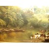 18TH CENTURY OIL PAINTING BY THOMAS PRITT ENGLISH SCHOOL OF CATTLE WATERING 50 X 61 INS.