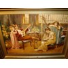 19TH CENTURY VICTORIAN GENRE OIL PAINTING OF FAMILY ENJOYING A MUSICAL EVENING.