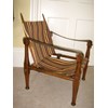 OAK CAMPAIGN OR SAFARI CHAIR BEING DISMANTABLE & RECENTLY REUPHOLSTERED C1910.