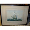QUALITY PRINT OF SAILING SHIP SIGNED ON BORDER BY ARTIST " G.S.BAGLEY " C1900 17 X 13 INCHES.