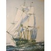 QUALITY PRINT OF SAILING SHIP SIGNED ON BORDER BY ARTIST " G.S.BAGLEY " C1900 17 X 13 INCHES.