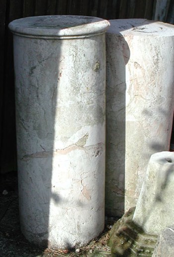Two 'Jasper' Marble column pedestals