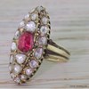 Georgian Ruby & Rose Cut Diamond "Navette" Ring, circa 1830