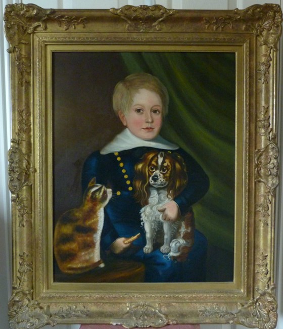 Portrait of a Boy with his Pets c.1850; Provincial English School.