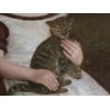 Portrait of a Young Girl and Her Pet Cat c.1850; English School.