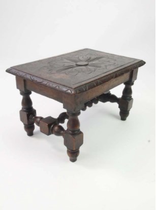 Small Antique Victorian Gothic Footstool