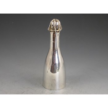 Victorian Novelty Silver Champagne Bottle Pepper