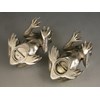 Victorian Novelty Cast Silver Peppers modelled as crouching Frogs